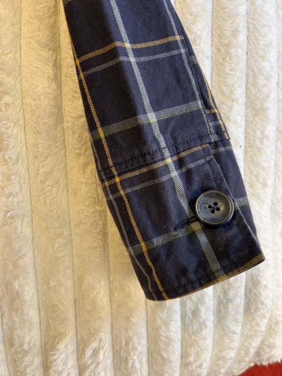 Vintage Aeropostale Double-Breasted Plaid Women's Peacoat Jacket - Navy & Yellow - Picture 5 of 14
